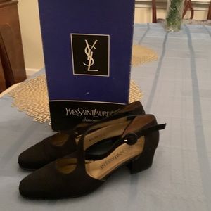 !!Vintage!! Yves Saint Laurent black silk shoes With box